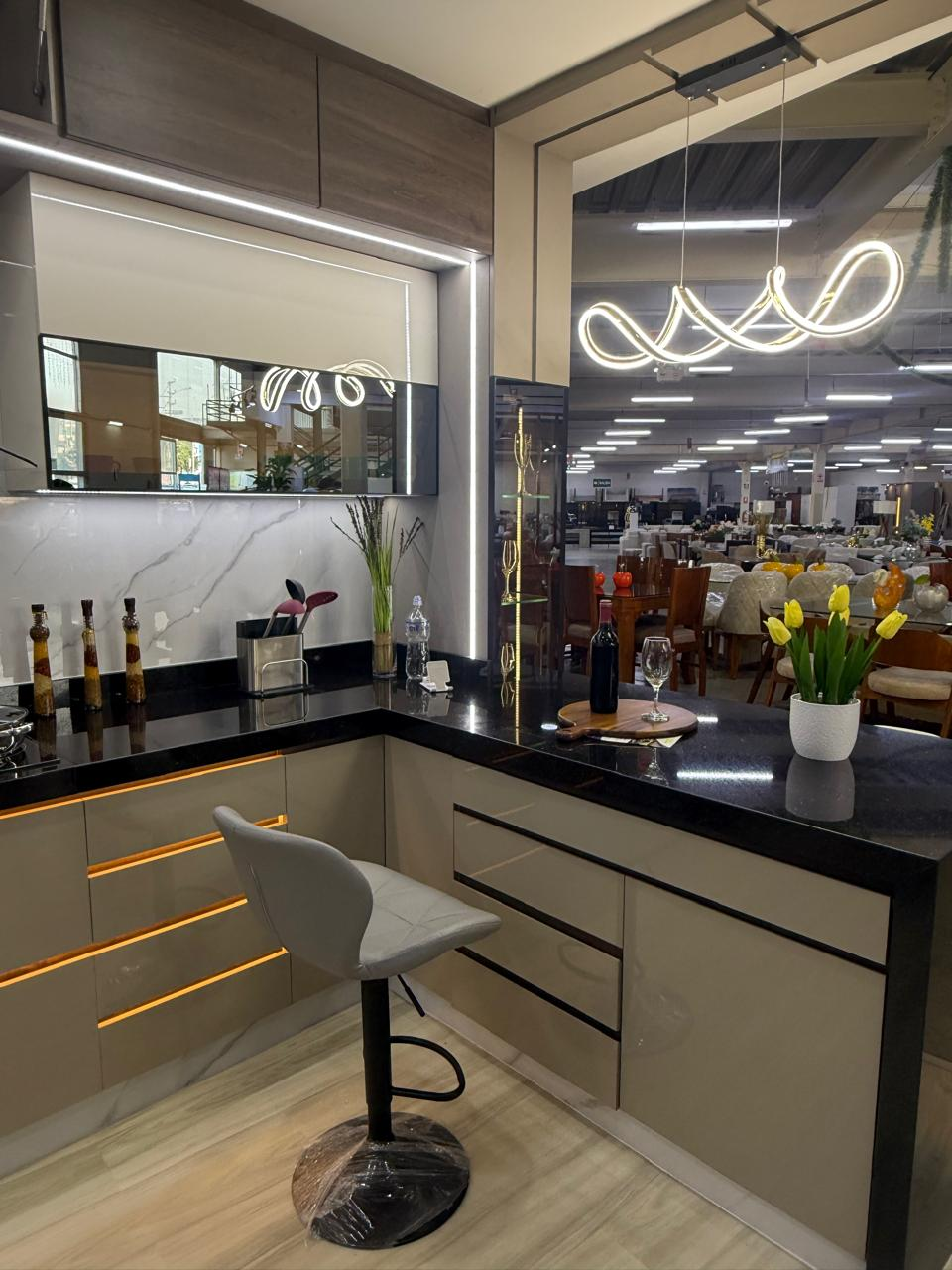 Cocina con barra social
